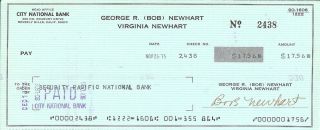 Actor Bob Newhart Autographed November 1973 Check