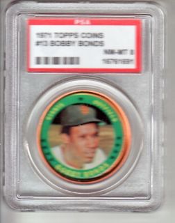 1971 Topps Baseball Coin Bobby Bonds 13 PSA 8