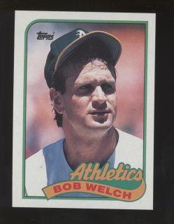 B04647 1989 Topps 605A Bob Welch ml Line Error Athletics