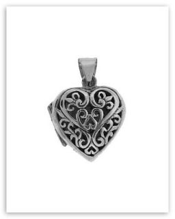 sterling silver filigree heart locket the front of the heart 