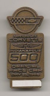   Indianapolis 500 Bronze Pit Badge Bobby Rahal Corvette INDY500