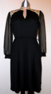 Vintage 60s Dress Black Gold Bobbys Girl Sheer Sz 12