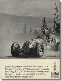1963 Bobby Unser Pikes Peak Hill Climb Print Ad