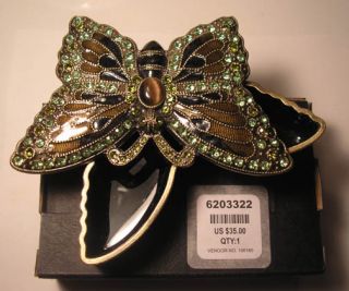 Bombay Green Jeweled Pewter Butterfly Box Retails $35