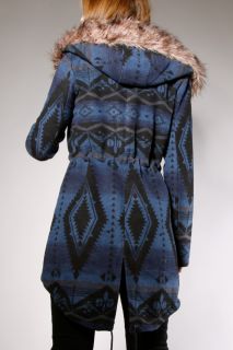 BB Dakota Bostwick Coat Southwestern Blanket Native American Faux Fur 