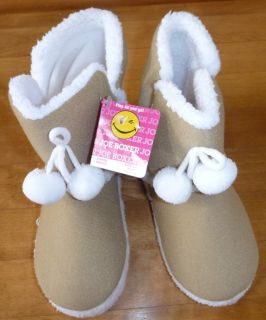 Girls Joe Boxer Bootie Slippers Size M 12 1 L 2 4 Boot Style Faux Fur 