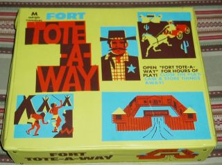 MPC Fort Tote Away with Cowboys Indians Cavalry Horse Awesome Playset 