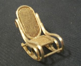 Dollhouse Miniature Adorable Goldtone Metal Rocking Chair