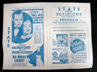 1935 Vintage Boyertown State Theater Movie Program
