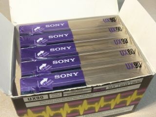 Box of 5 Sony UX90 High Bias Blank Cassettes New SEALED