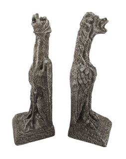 large concrete gargoyle dog bookends hounds of hell