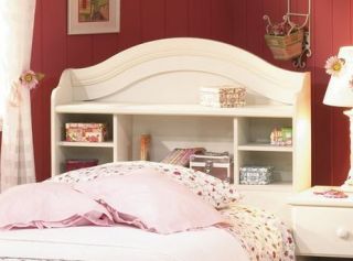 New White Bookcase Headboard for Twin Single Size Bed Frame Wood Kids 