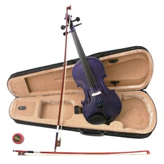 New Crescent 4 4 Purple Acoustic Violin Case Rosin 2 Bows
