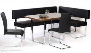 Black Leather Corner Bench Breakfast Nook Dining Booth
