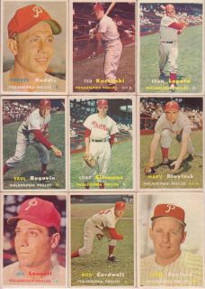 Lot 51 1957 69 Topps Phillies Cards Mostly Mid Mid High Grade BV $430 