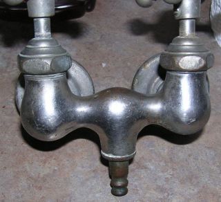 1921 Nickel Plated On Solid Brass Bathtub Faucet W/Porcelain Tops 70% 