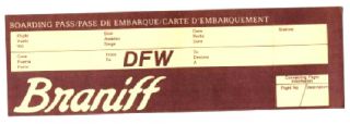 1981 Braniff DFW Boarding Pass Unused Dallas Fort Worth 3 Languages 