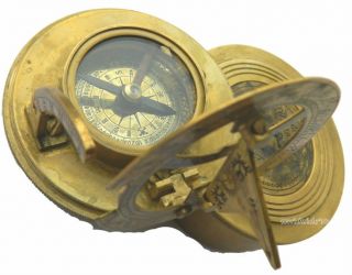 collectibles brass box sundial compass f l west london