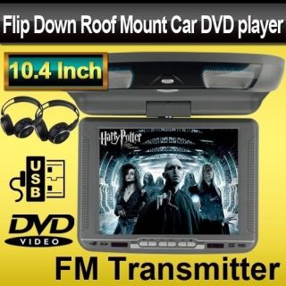 Gray 10 4 Flip Down Car DVD Player TFT Ceiling Monitor USB SD Games 