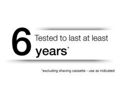 Tested to last at least 6 years* *excluding shaving cassette use as 