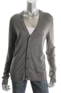 Hugo Boss Gray Wool Long Sleeve Button Front Cardigan Sweater L BHFO 