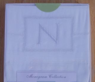 NK Home Monogram 300 Count 2 Standard Pillow Cases New