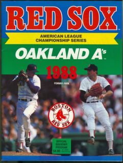 1988 ALCS Playoffs Program Red Sox vs As Boston Issue