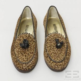 BOTTEGA VENETA Vintage Leopard Printed Ponyhair Tassel Loafer Flats 