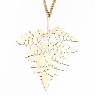 Vintage Brass Gold Branch Leaf Tree Chain Pendant Necklace by 
