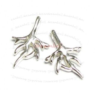 2X Sterling Silver Coral Tree Branch Dangle Charm Pendant