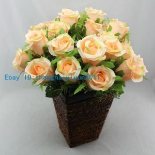 25 PCS Beautiful Artificial Flower Silk Rose Buds Wedding Bouquet 