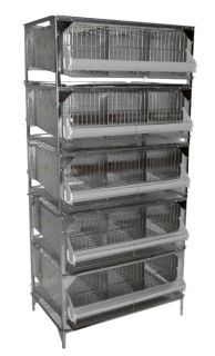 15 Section Quail Battery Breeding Pen w Stand and Droppings Pans 