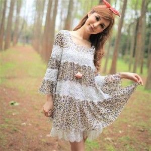   Asian Fashion Clothing Leopard Laced Bouse Top Tunic USA Seller