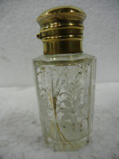 Vintage Cut Perfume Bottle with Brass Cap