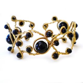 open swirl black onyx brass adjustable bracelet cuff bracelets 