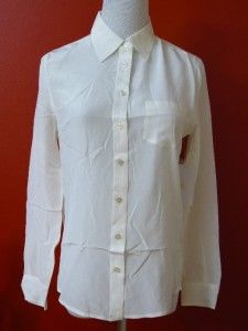 New Equipment Brett Washed Silk Blouse Shirt Natural White XS s M 0 2 