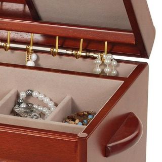 New Large Wood Walnut Jewelry Chest Box Ample Storage