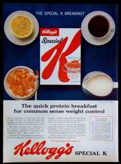 Vintage 1962 Kelloggs Special K Breakfast Cereal Magazine Ad
