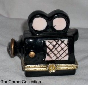 black movie film projector camera hinged trinket box