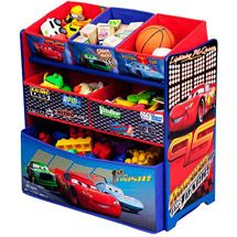   Cars Toybox Storage Toy Organizer 6 Bin Set Kids Boys Bed Room