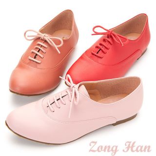   Style Womens Lace Up Oxford Flat Shoes in Pink Red Brick Red