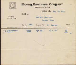   Brothers Stoves 1910 Moore Trade Mark Bell Hardware Bremen Ohio