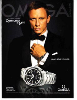 Omega Wrist Watch Magazine Print Advertisement James Bond