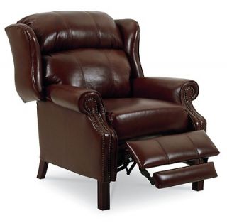 Lane Furniture Chippendale Wingback Dark Brown Leather Hi Leg Recliner 