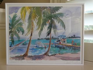 Island Beach Palm Boat Signed 1 of 3 Janet Walker 94 Head OBay 