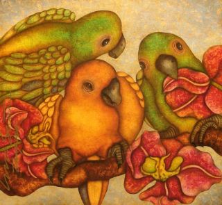 Luis Sottil Lacadonas Jungle Naturalismo on Canvas Birds Hand Signed 