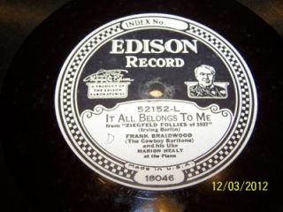 Edison Diamond Disc Record 52152 It All Belongs to Me Ziegfeld 