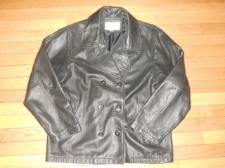 Brandon Thomas Black Leather Coat Jacket Womens Size M Medium