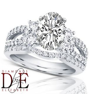 Diamond Bridal Wedding Ring Set 2 00 Carat Total Oval Shape 14k Gold 