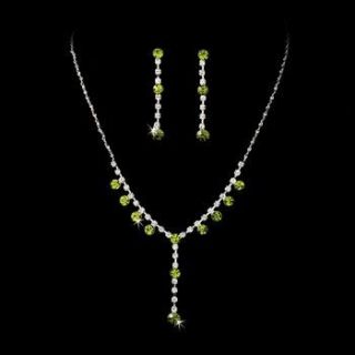 Sets Peridot Green Rhinestone Bridesmaid Jewelry Sets
